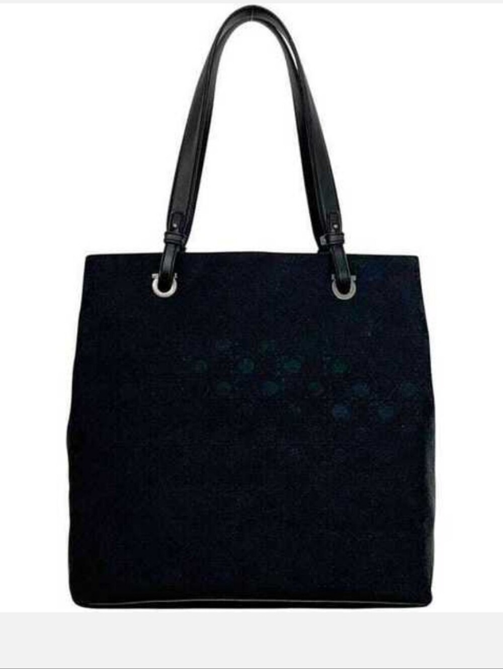 🇮🇹Salvatore Ferragamo Black Canvas Gancini Large Tote Bag🖤